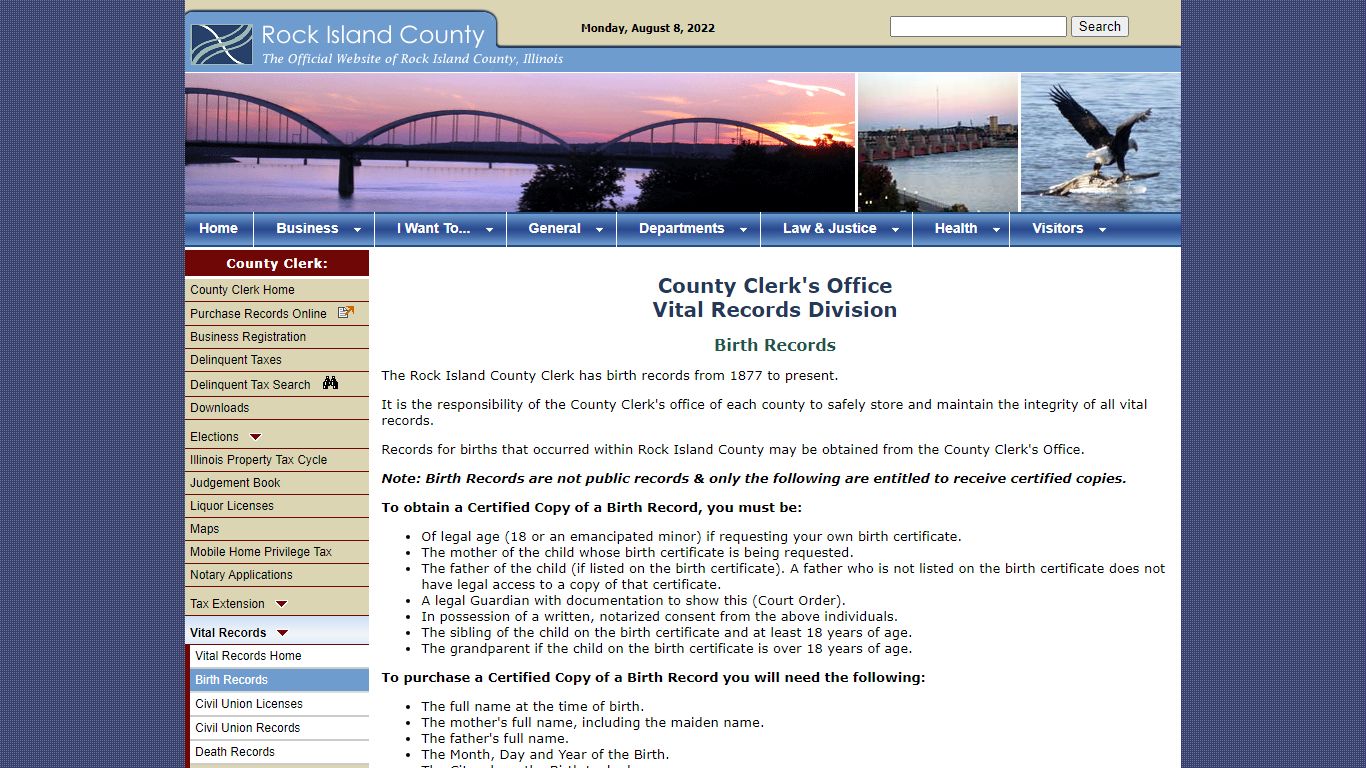 Rock Island County Clerk - Vital Records - Birth Records
